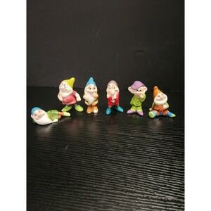 Vintage Disney Lot of 6 ceramic‎ Snow White Dwarfs Figurine Set Japan